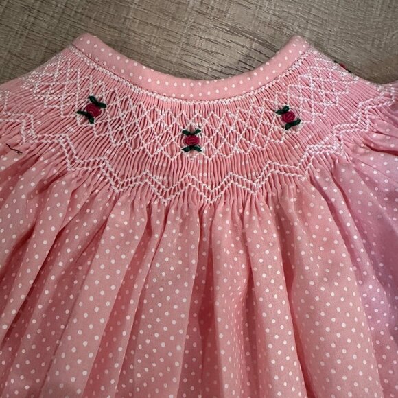 SMOCKED FROCKS GIRLS SIZE 3M SMOCKED PINK DRESS - Picture 3 of 7